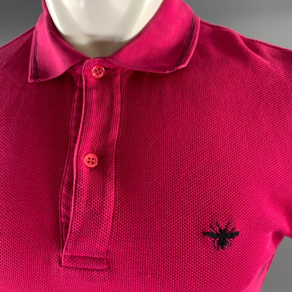 DIOR Size S Pink Black Pique Cap Sleeves Polo - Picture 2 of 6